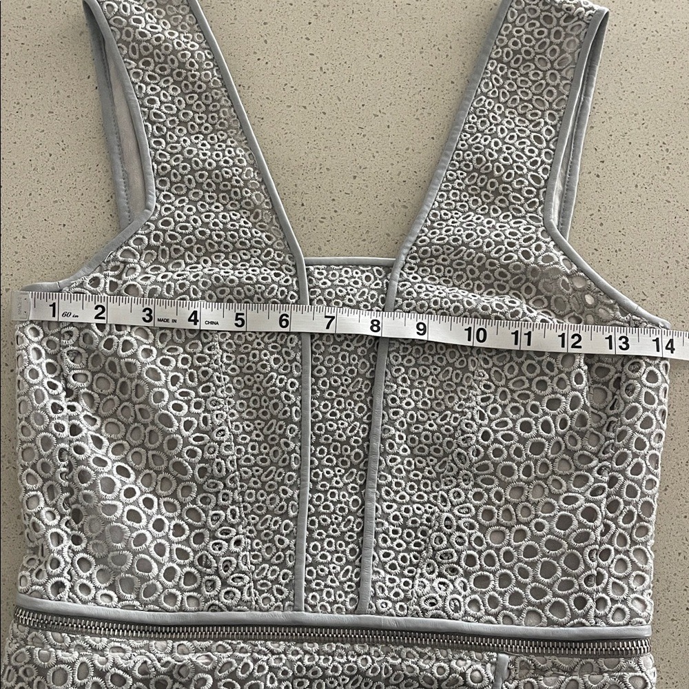 Yigal Azrouel Textured Eyelet Zipper Gray Mini‎ Dress 0 - Picture 15 of 16